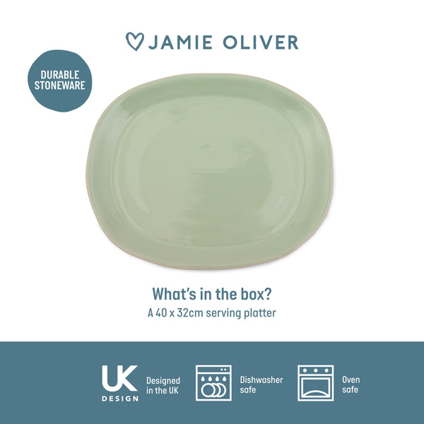 Jamie Oliver Big Love Feast Platter, Stoneware, Green, 40 x 32cm image 6