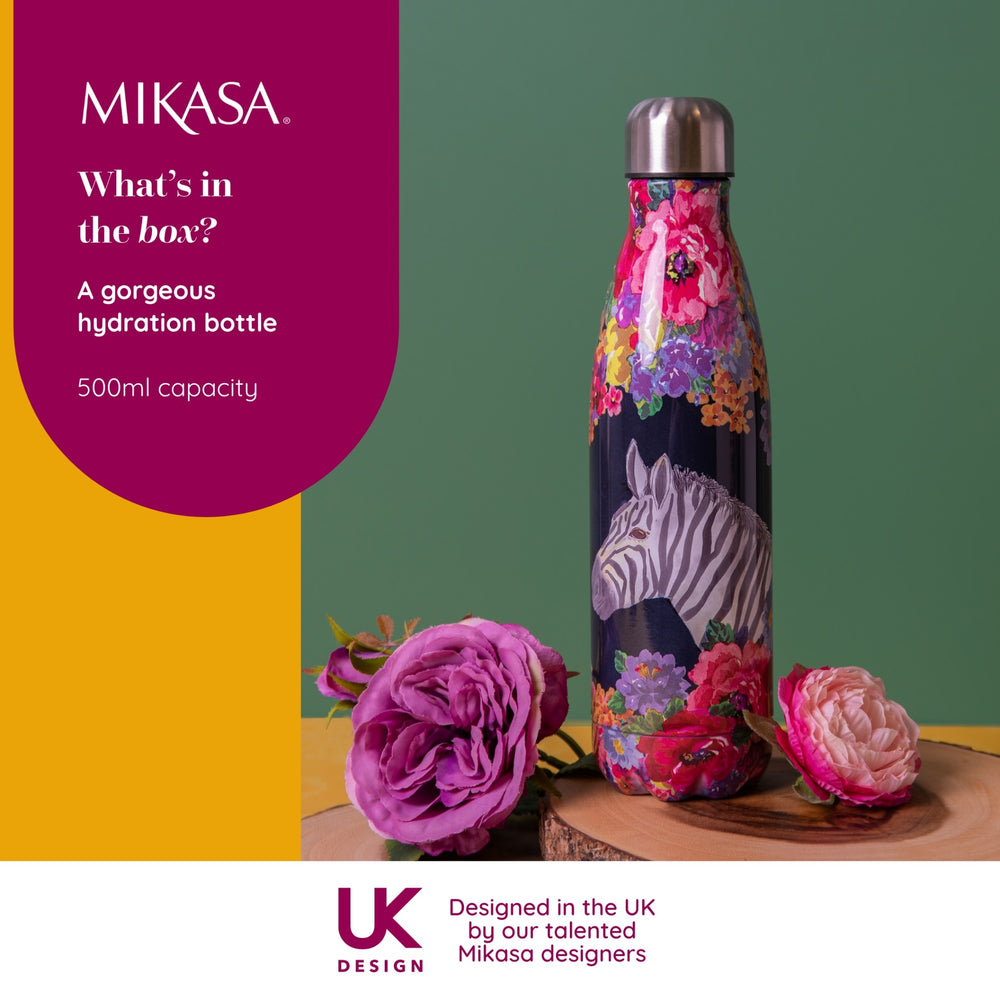 Mikasa Wild at Heart Zebra Water Bottle, 500ml