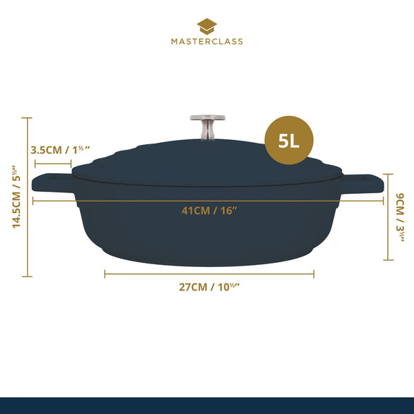 MasterClass Black Cast Aluminium Shallow Casserole Dish, 5L image 5