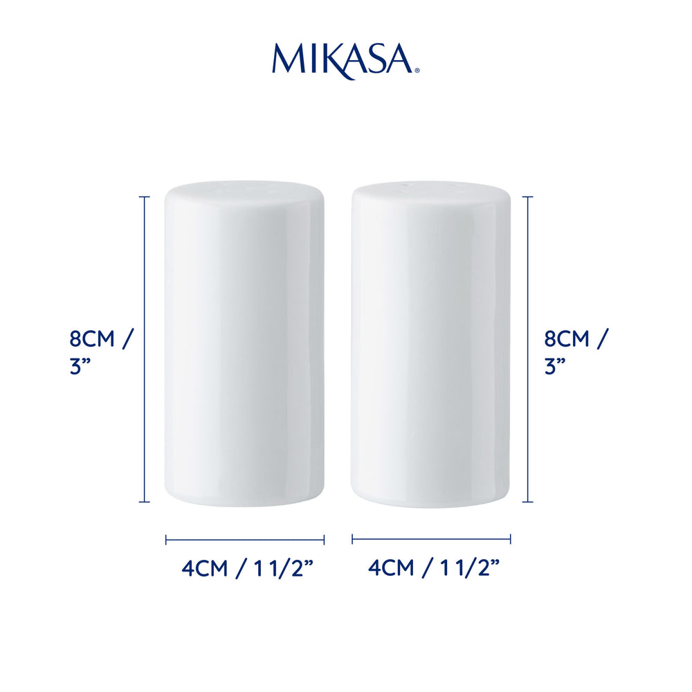 Mikasa Chalk Porcelain Salt & Pepper Shakers, 8cm, White