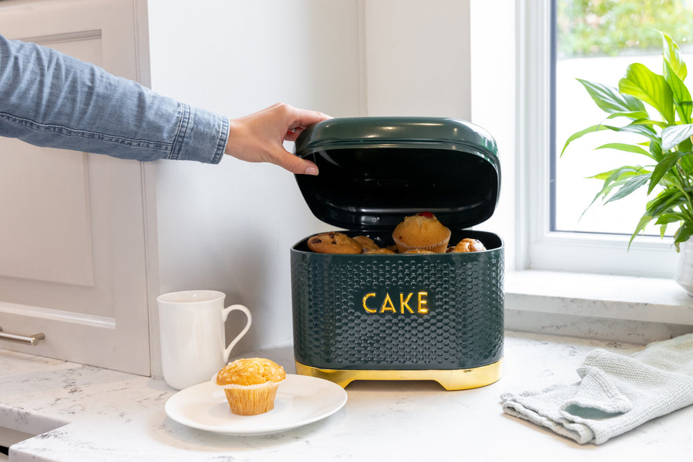 KitchenCraft Lovello Textured Hunter Green Cake Storage Tin