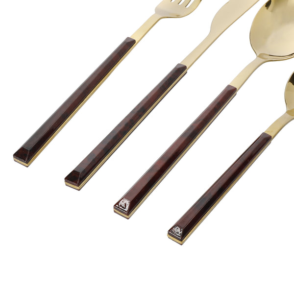Mikasa 16-Piece Faux Tortoise Shell Cutlery Set, Stainless Steel image 9