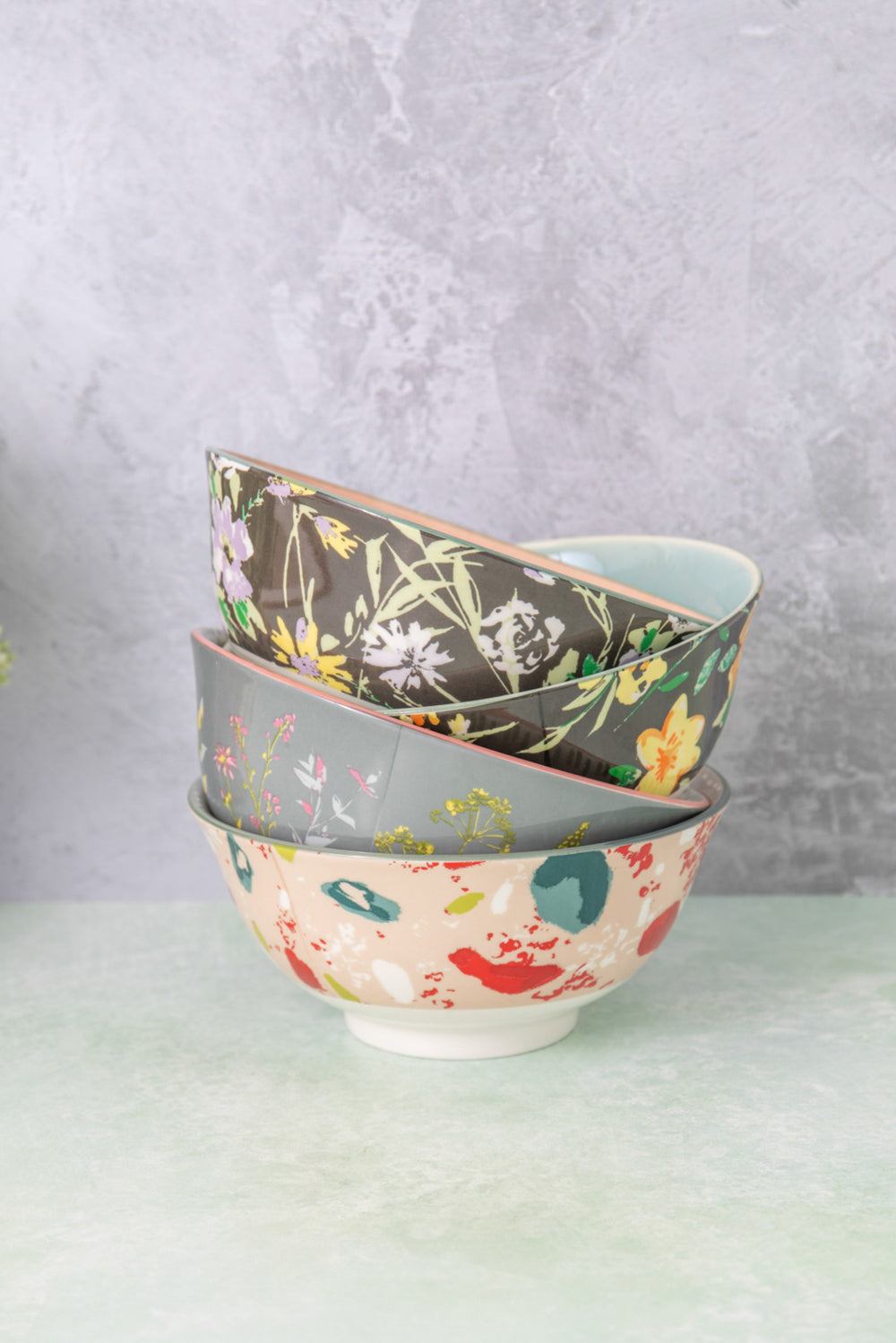 KitchenCraft Set of 4 Ceramic Cereal Bowls - 'Floral' Design