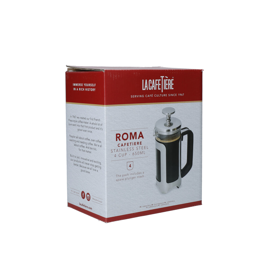 La Cafetière Roma 4 Cup Cafetière - Stainless Steel Finish