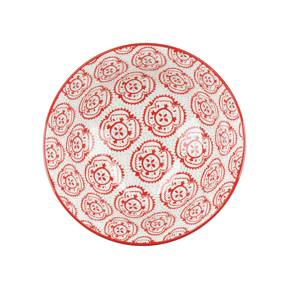 KitchenCraft Patterned Cereal Bowl Set in Gift Box, Ceramic, 'Brights' Designs, 15cm, 4 Pieces