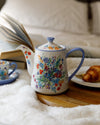 London Pottery Viscri Meadow 4 Cup Floral Teapot - Ceramic, Almond Ivory / Cornflower Blue, 900 ml image 6