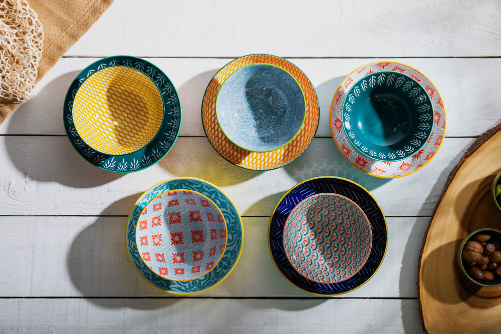 Mikasa Indigo Chevron Stoneware Bowl, 21cm