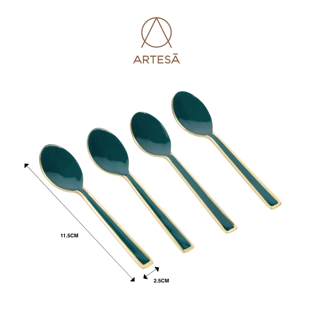 Artesà Set of Teaspoons - Green and Gold, 4 Pieces