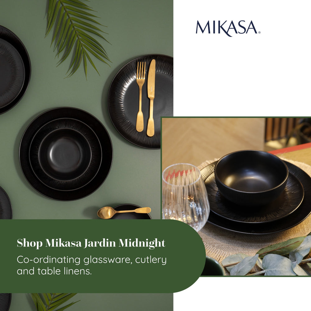 Mikasa Jardin Midnight Stoneware Mugs, Set of 4, 420ml, Black