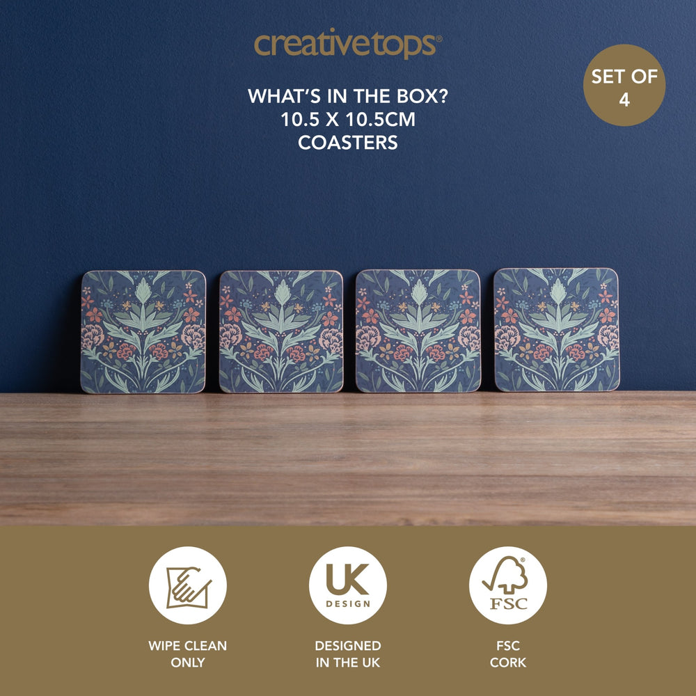 Creative Tops Arts & Crafts Set of 4 Square Coasters, 10.5 x 10.5 x 2CM