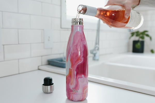 S'well 2pc Travel Bottle Set with Stainless Steel Water Bottle, 750ml, Rose Agate and FREE Pink Medium Bumper image 3