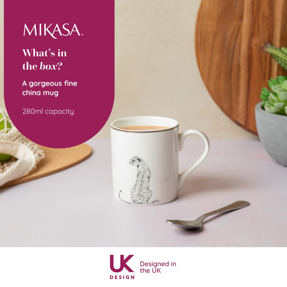 Mikasa Cheetah Straight-Sided Porcelain Mug, 280ml