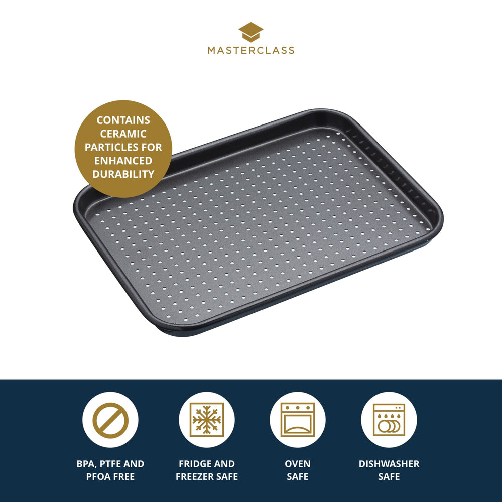MasterClass Crusty Bake Non-Stick Baking Tray, 24cm x 18cm