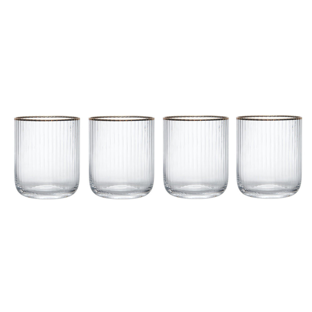 Mikasa Sorrento Ridged Crystal Tumbler Glasses, Set of 4, 400ml image 1