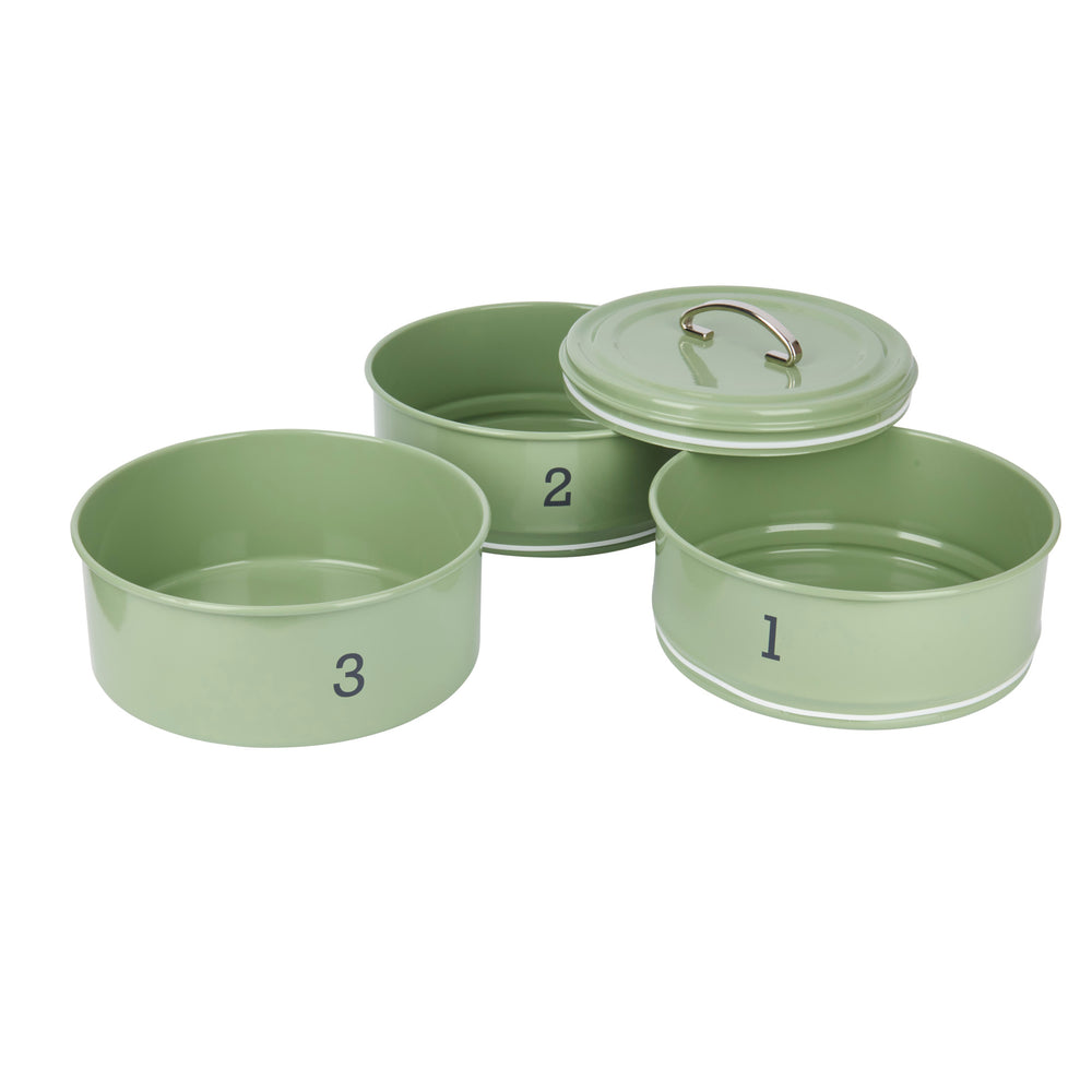 Living Nostalgia 3-Tier Metal Cake Storage Tin - English Sage Green