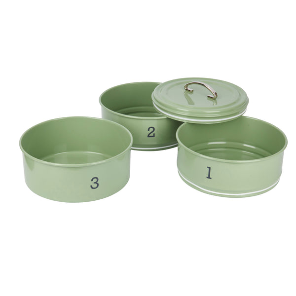 Living Nostalgia 3-Tier Metal Cake Storage Tin - English Sage Green image 3