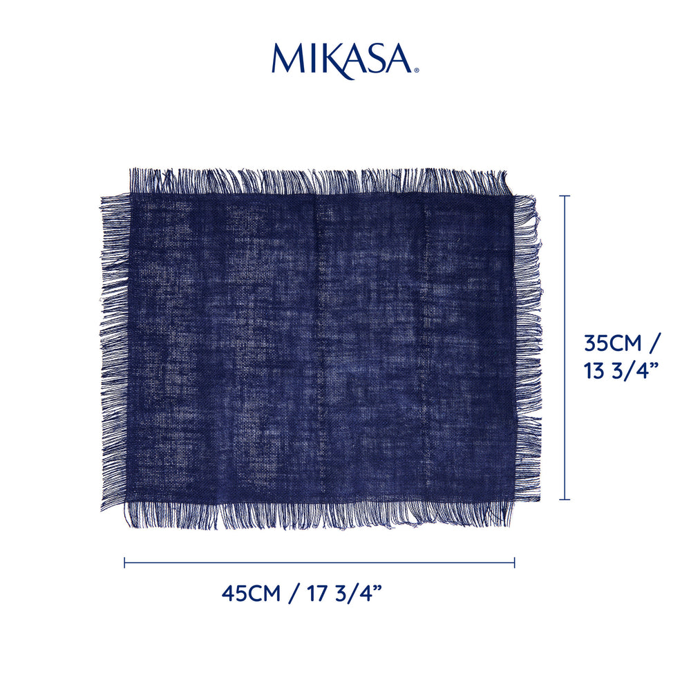 Mikasa Rectangle Jute Placemats, Set of 2, Navy, 45 x 35cm