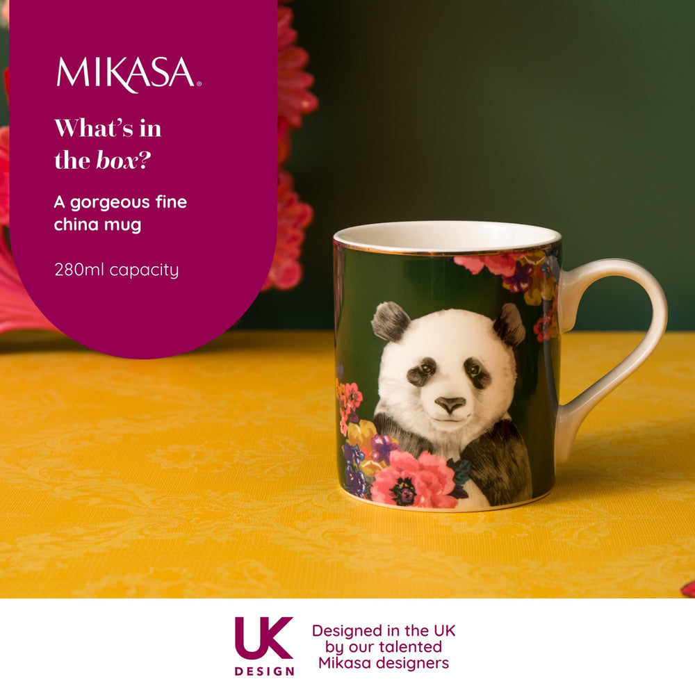 Mikasa Wild at Heart Panda Print Porcelain Mug, 280ml