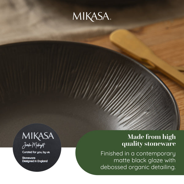 Mikasa Jardin Midnight 4-Piece Stoneware Pasta Bowl Set, 20cm, Black image 9