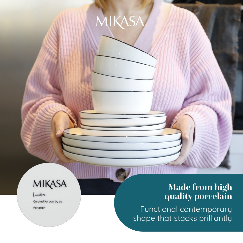 Mikasa Limestone 12pc Porcelain Dinner Set, White