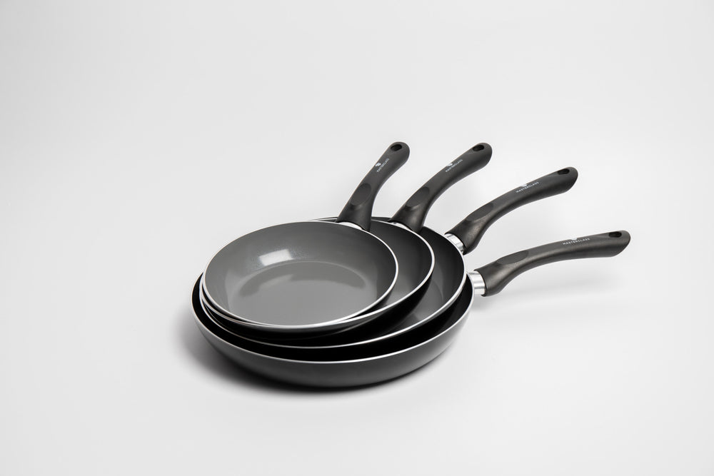 4pc Can-to-Pan Recycled Aluminium & Ceramic Frying Pan Set with 4x Non-Stick Frying Pans Sized 20cm, 24cm, 28cm and 30cm image 1