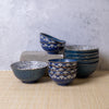 12pc Porcelain Bowl Set including 6x Seigaiha Border Miso Serve Bowls and 6x Rice Bowls - Satori image 2