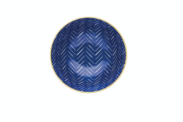 KitchenCraft Contrasting Blue Chevron and Spotty Ceramic Bowl, 16cm image 3