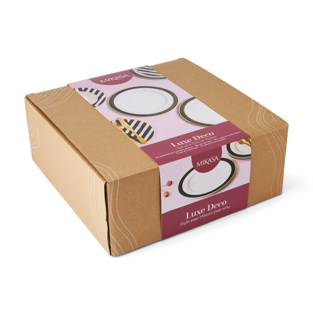 Mikasa Luxe Deco 4-Piece China Dinner Plate Set, 27.5cm