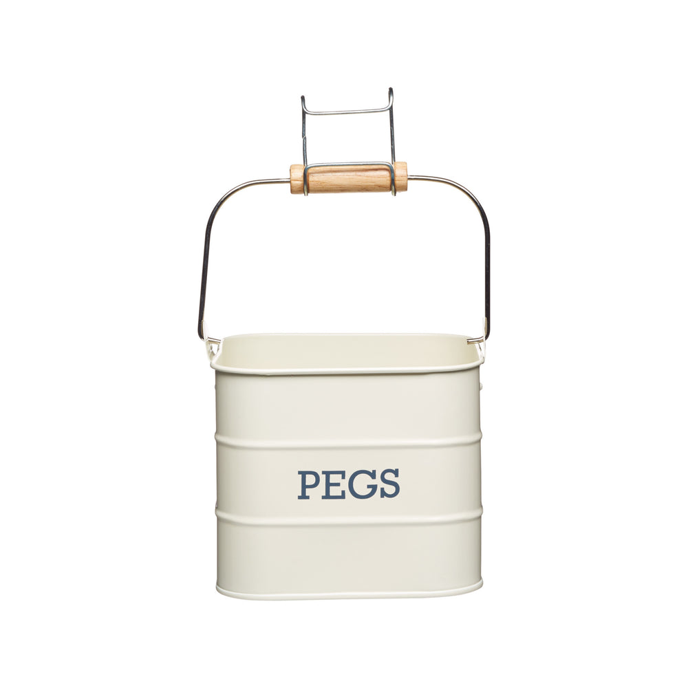 3pc Antique Cream Laundry Set with Housekeeping Tin, Laundry Tin and Peg Tin