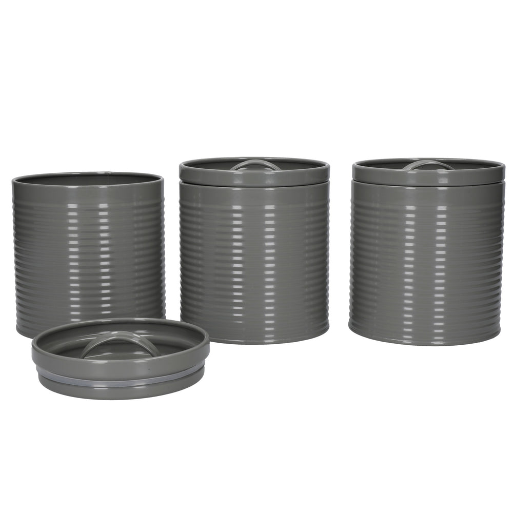 KitchenCraft Storage Canisters - 1 L, Grey, Set of 3