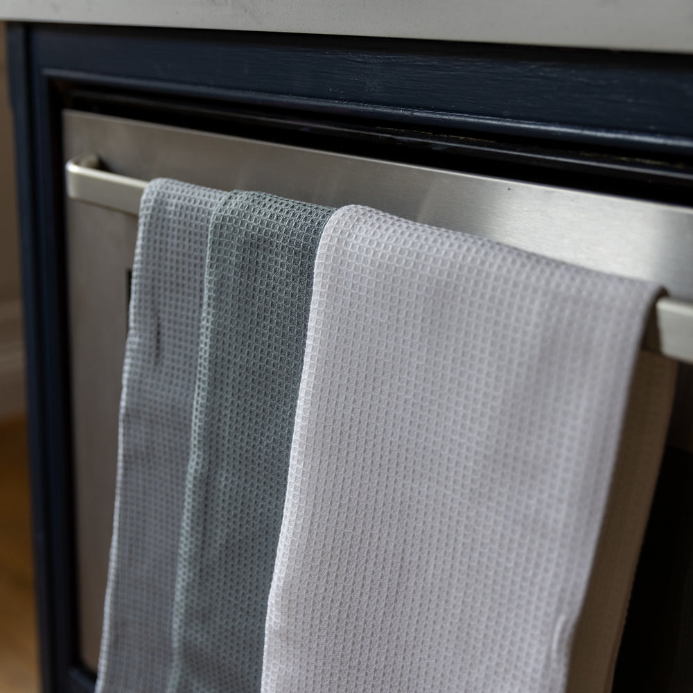 KitchenCraft Cotton Waffle Tea Towels - Greys