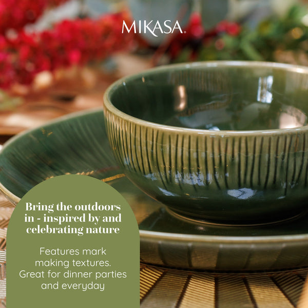 Mikasa Jardin Stoneware Cereal Bowls, Set of 4, 15cm, Green image 8