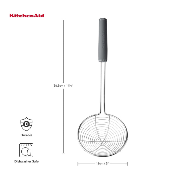 KitchenAid 3pc Soft Grip Kitchen Tool Set with Masher, Skimmer and Whisk, Charcoal Grey image 5