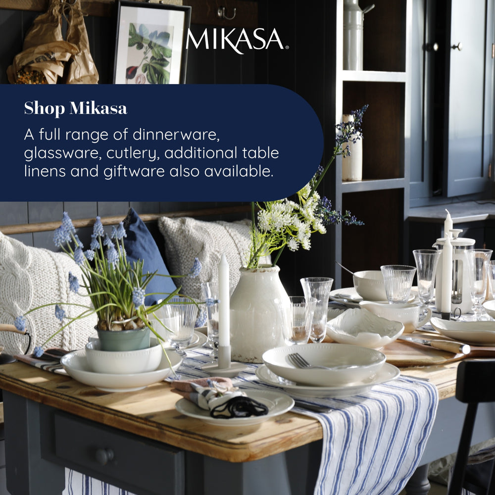 Mikasa Navy Stripe Cotton and Linen Table Runner, 230 x 34cm