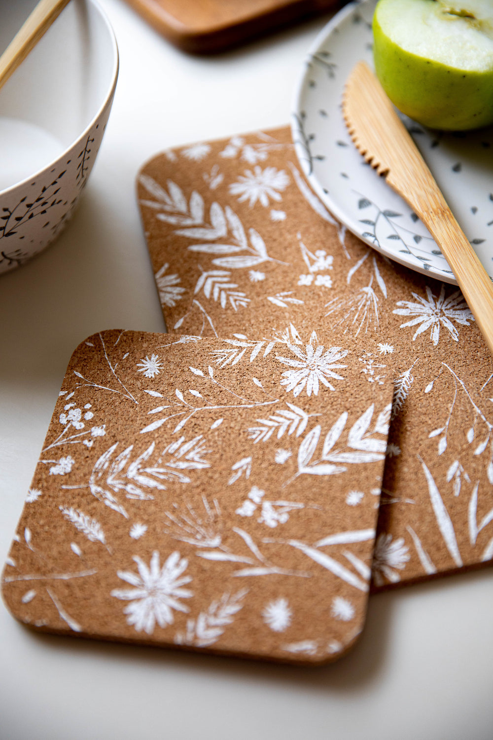 Natural Elements Set of 4 Biodegradable Cork Coasters, 12 x 12cm