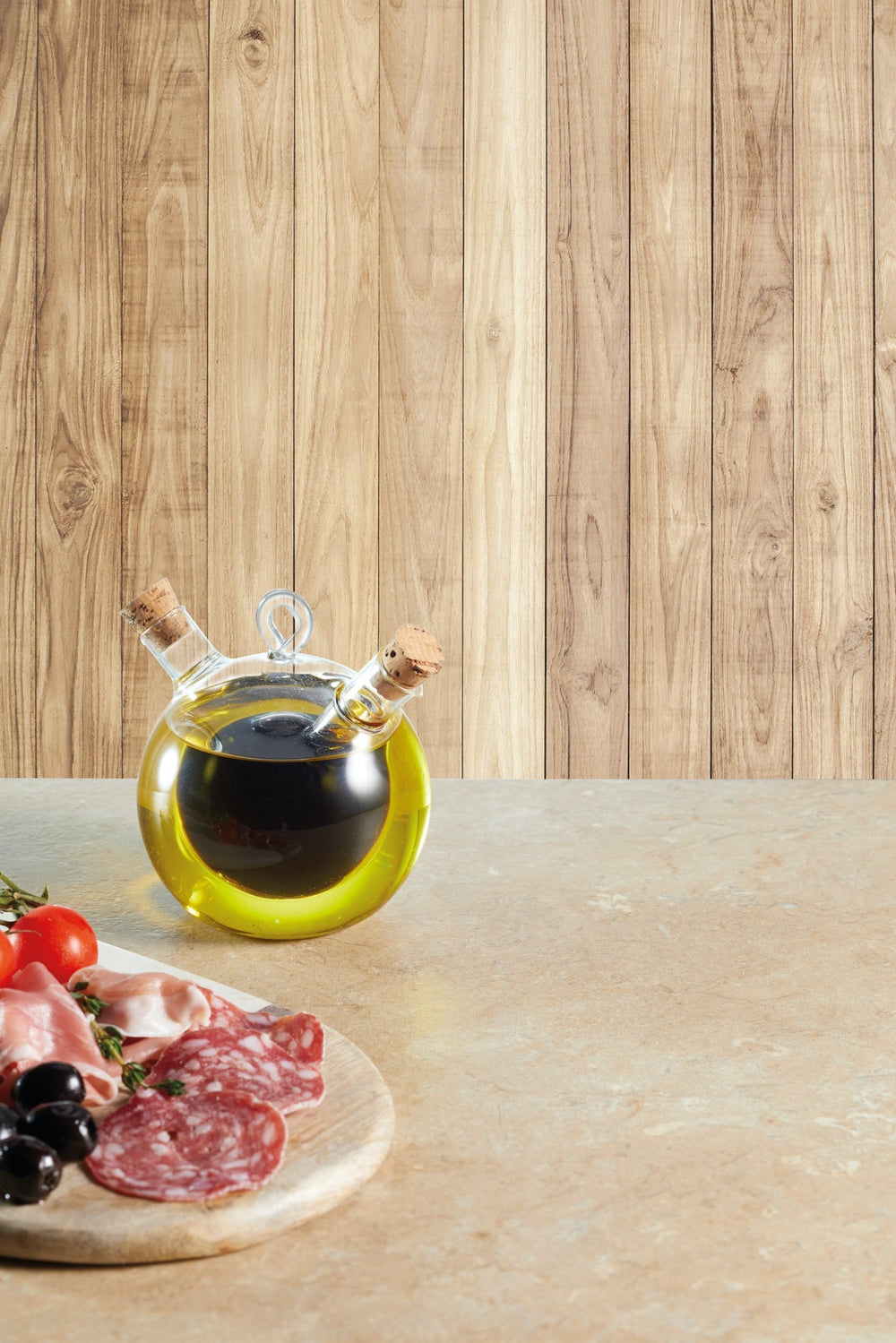 KitchenCraft World of Flavours Italian Round Dual Oil and Vinegar Bottle