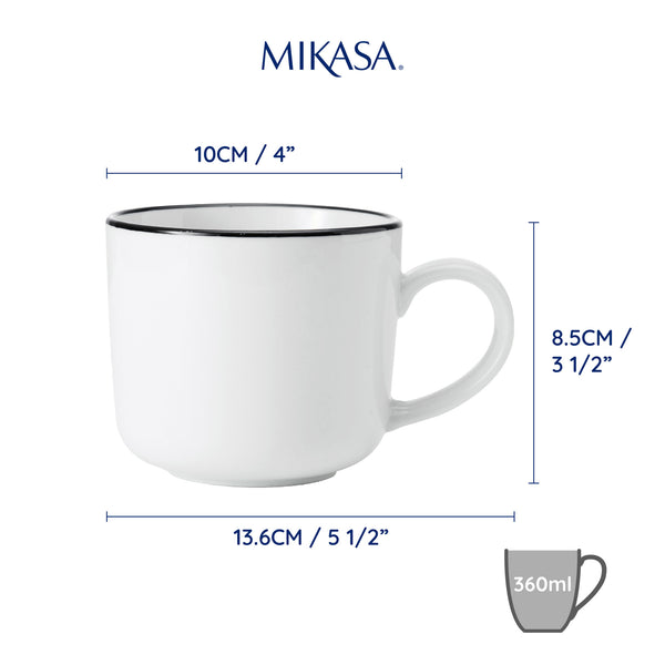 Mikasa Limestone Porcelain Mugs, Set of 4, 360ml, White image 8