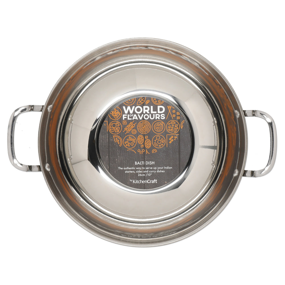 KitchenCraft World of Flavours Indian Stainless Steel Large Balti Dish