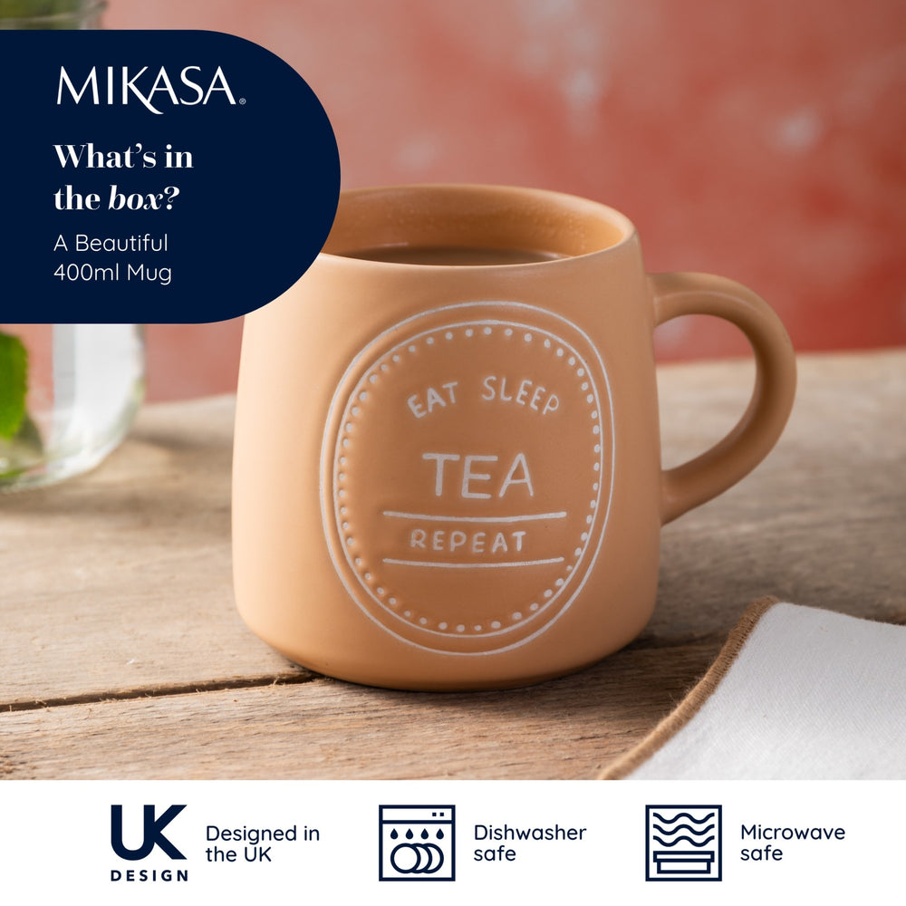 Mikasa Eat Sleep Tea Repeat Mug, 400ML