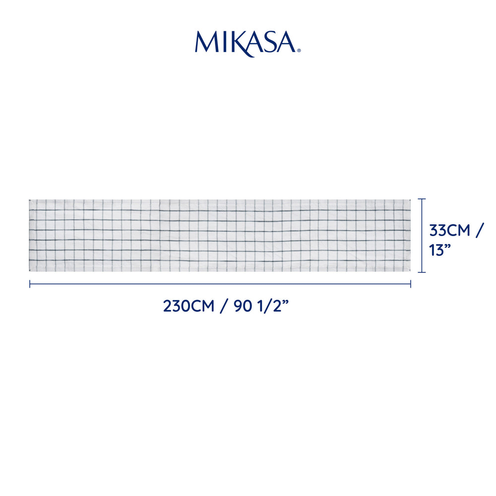 Mikasa Industrial Check Cotton and Linen Table Runner, 230 x 33cm