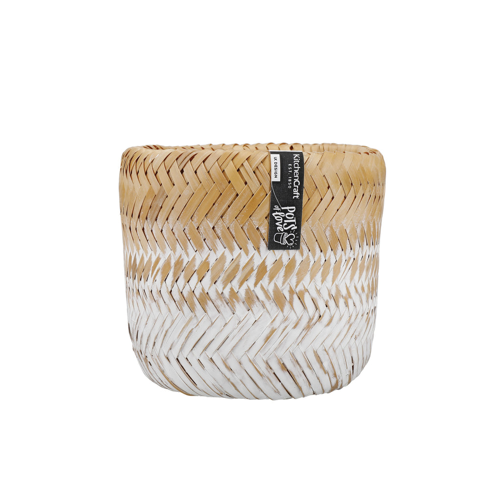 KitchenCraft Bamboo Planter, White Ombré Design