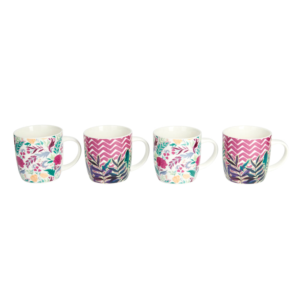 KitchenCraft Exotic Floral Mugs - Set of 4