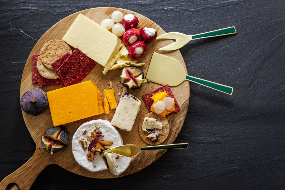 Artesà Cheese Knife Set - Green and Gold, 3 Pieces