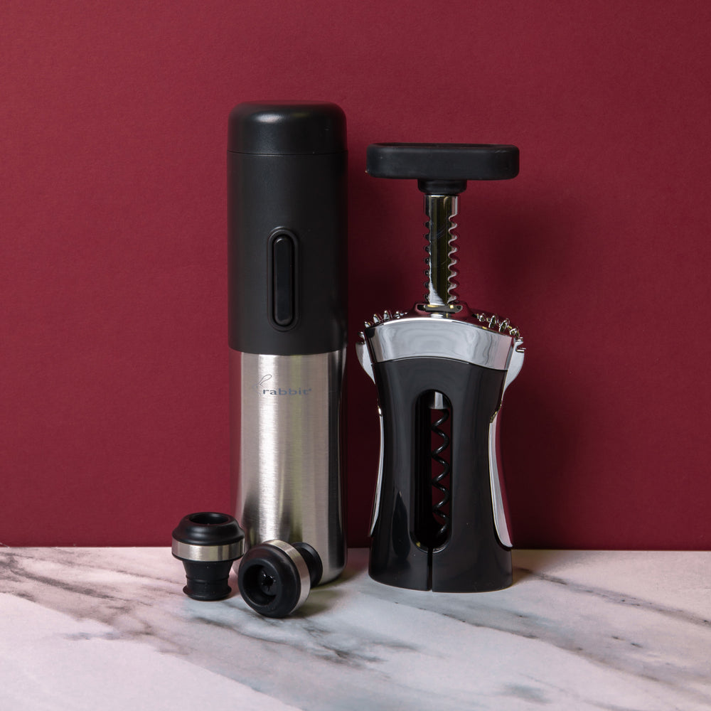 Rabbit Bundle with Electric Preserver Set and Chrome Wing Corkscrew