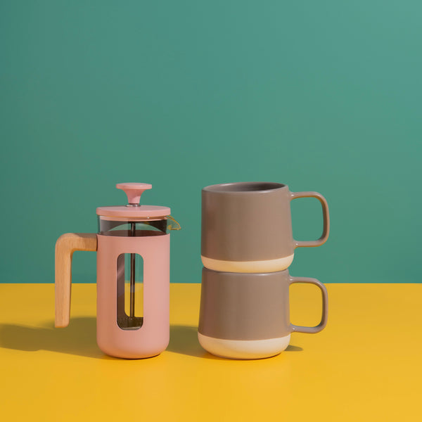 La Cafetière 3pc Cafetière Gift Set with Pisa 3-Cup Cafetière, Pink, and 2x Seville Ceramic Coffee Mugs, 300ml image 2