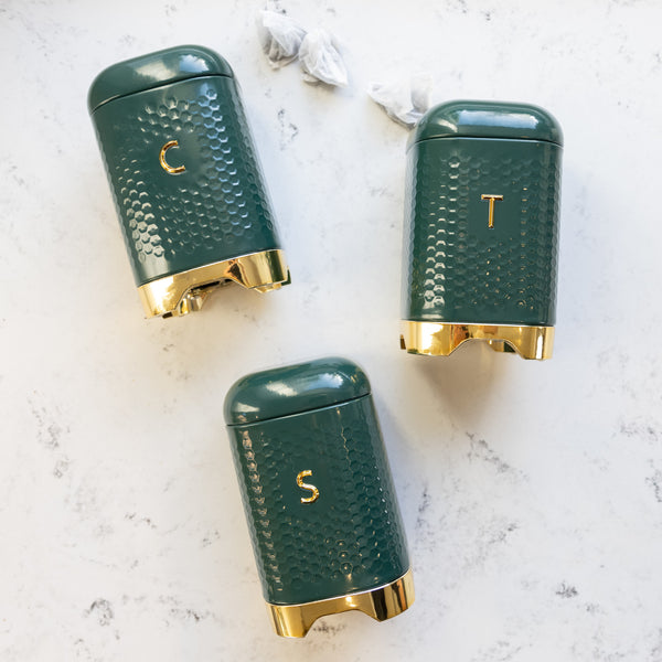 KitchenCraft Lovello Textured Dark Green Tea / Coffee / Sugar Canisters image 5