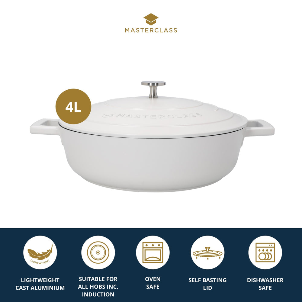 MasterClass Cream Cast Aluminium Shallow Casserole Dish, 4L