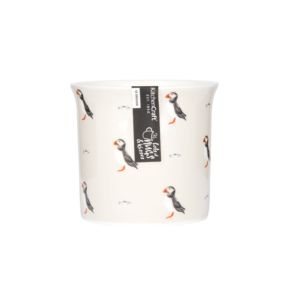 KitchenCraft Fine Bone China Puffin Fluted Mug, 300ML