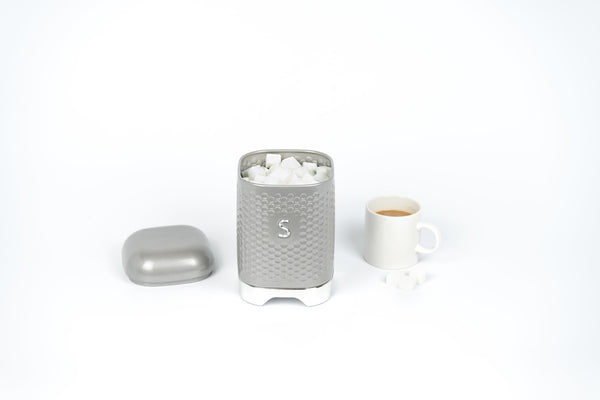 Lovello Retro Sugar Jar with Geometric Textured Finish - Shadow Grey image 5