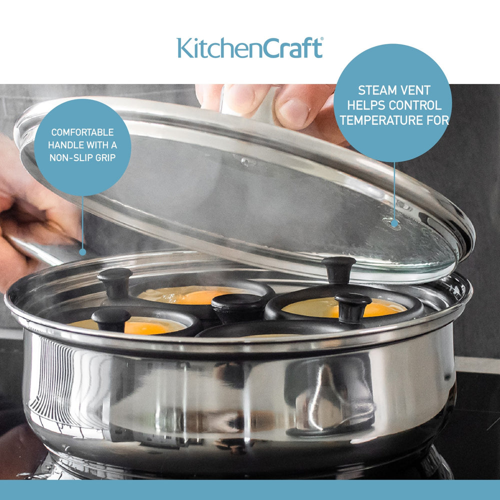 KitchenCraft Stainless Steel Four Hole Egg Poacher